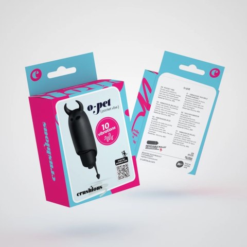 Crushious O-Pet Devil Czarny - Mini Wibrująca Kapsułka 10 Trybow 9,2 cm