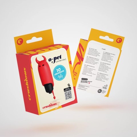 Crushious O-Pet Devil Wibrujący Mini Masażer 10 Trybow Czerwony 9,2 cm