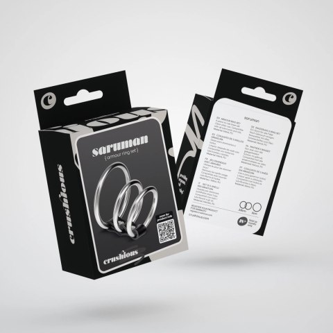 Crushious Saruman Zestaw 3 Metalowych Pierścieni Srebrnych 3,8-5 cm