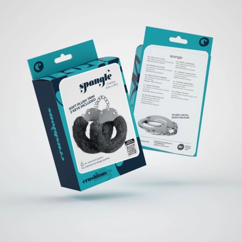 Crushious Spangle kajdanki metalowe z miękkim pluszem czarne