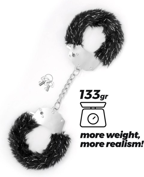 Crushious Spangle kajdanki metalowe z miękkim pluszem czarne