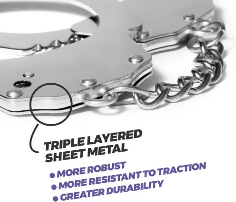 Crushious Spangle kajdanki metalowe z miękkim pluszem czarne