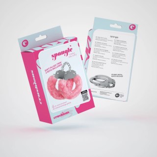 Crushious Spangle kajdanki metalowe z miękkim pluszem rożowe