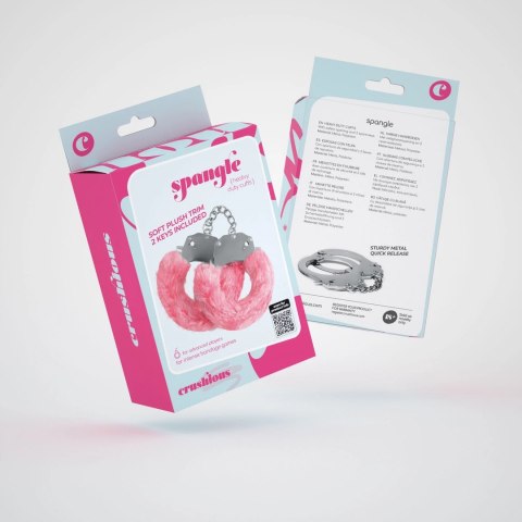 Crushious Spangle kajdanki metalowe z miękkim pluszem rożowe
