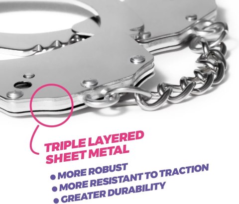 Crushious Spangle kajdanki metalowe z miękkim pluszem rożowe