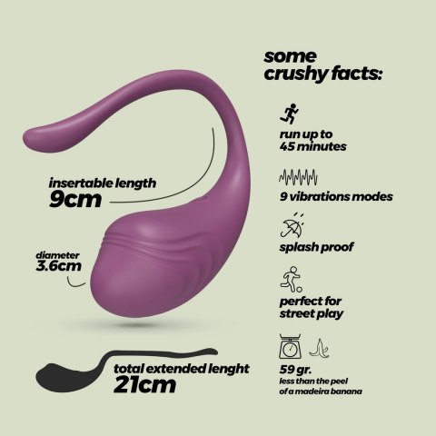 Crushious Tamago - Fioletowe Jajko Wibrujące USB z Pilotem Bezprzewodowym