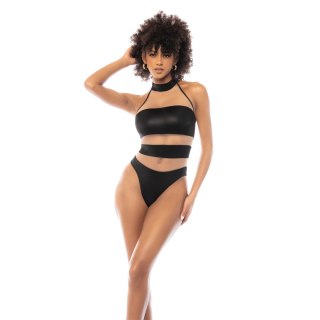 Leg Avenue Body Halter L Cielisto-Czarne z Siatkową Powierzchnią