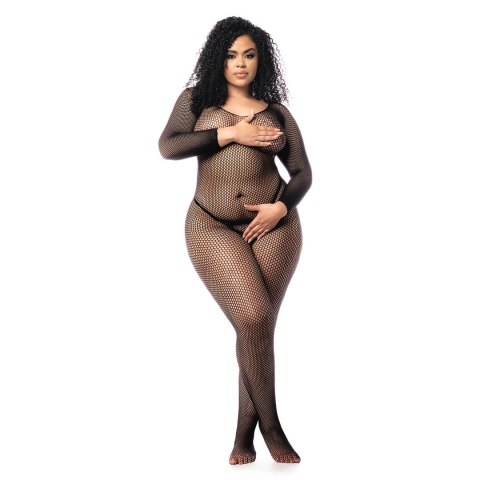 Leg Avenue Bodystocking długa siateczka Queen Size czarny