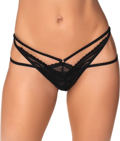 Obsessive Strappy Panty S/M Czarna - Koronkowa z Regulacją
