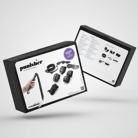 Punisher Zestaw Akcesoriow Bondage 8 Elementow Czarny Skora Eko