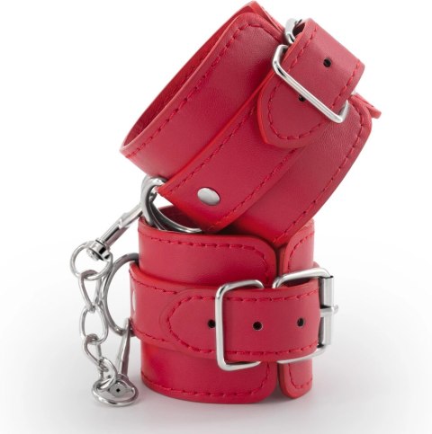 Bondage Love skorzane kajdanki regulowane czerwone unisex
