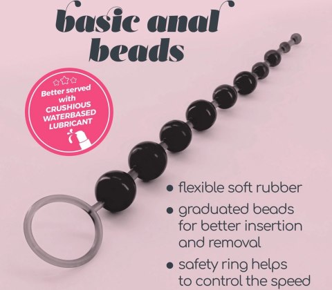 Crushious Pearly Touch łańcuch silikonowy z 10 kulkami, czarny 25,4 cm