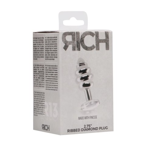 Diogol Ribbed Diamond Silver Plug 2.8x7cm z akcentem szklanym