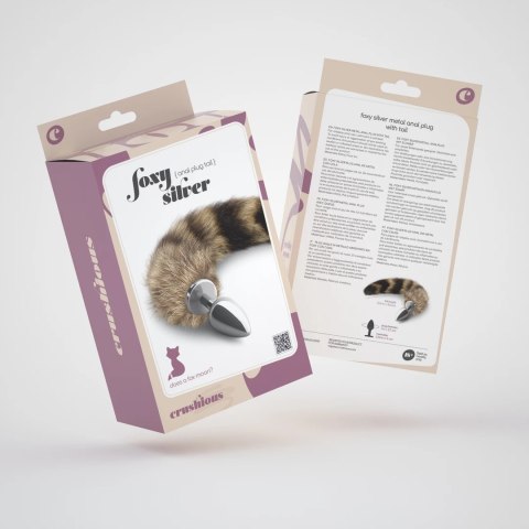 Foxy Silver Metalowa Zatyczka z Puszystym Ogonem Srebrno-Brązowa 30cm