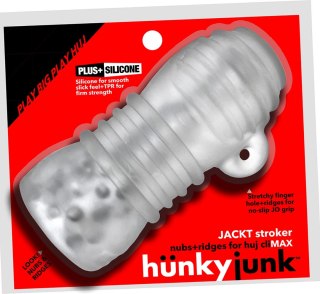 Hunkyjunk Jackt Nubby Ribbed Ice - elastyczna maszyna intymna Plus+SILICONE, przezroczysta