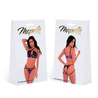 Leg Avenue Komplet Dwuczęściowy L/XL Czarny Kwiatowy Print Koronka