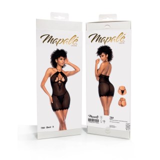 Mapale Babydoll M Czarny z Koronką i Pionowymi Przeszyciami