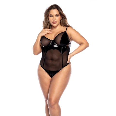 Mapale Bodysuit 1X/2X czarny winyl siateczka regulacja XL/XXL