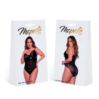 Mapale Bodysuit 3/4X Wet Black - elegancki model winylowy plus size