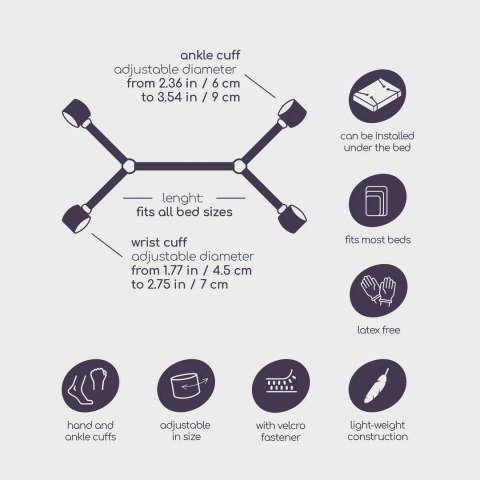 Ouch! Uniwersalny system pasow do łożka - regulowany, czarny
