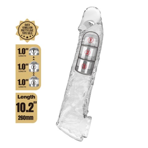 Pretty Love Extension Penis Sleeve with Modular Length Blocks - Clear - 26 cm