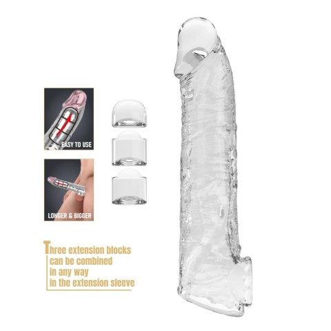Pretty Love Extension Penis Sleeve with Modular Length Blocks - Clear - 26 cm