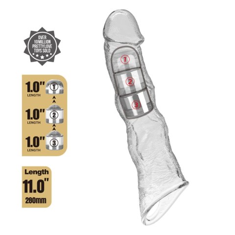Pretty Love Extension Penis Sleeve with Modular Length Blocks Clear - 28 cm