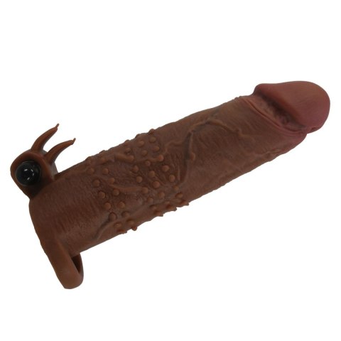 Pretty Love Quillon - 20 cm Vibrating Penis Sleeve Brown