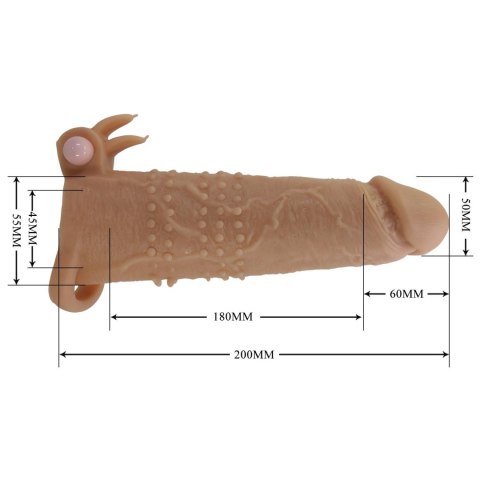 Pretty Love Quillon - 20 cm Vibrating Penis Sleeve Natural