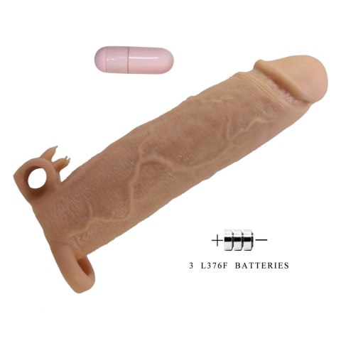 Pretty Love Xerxes - Penis Sleeve with Vibrating Ring, Flesh Color, 22 cm