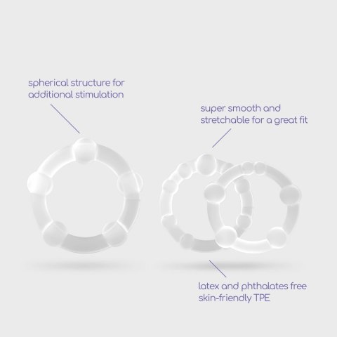 Shots Triple Bead - Zestaw Elastycznych Pierścieni Intymnych Przezroczysty