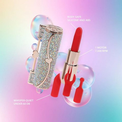 Sparkle - Lipstick Vibrator with 4 Attachments - Iridescent