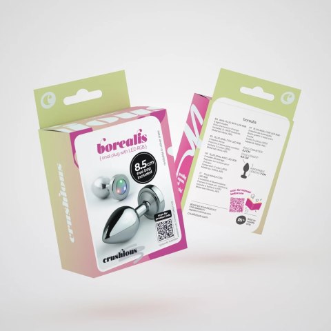 Crushious Borealis Metalowy Plug LED RGB Srebrny Medium 8,5 cm