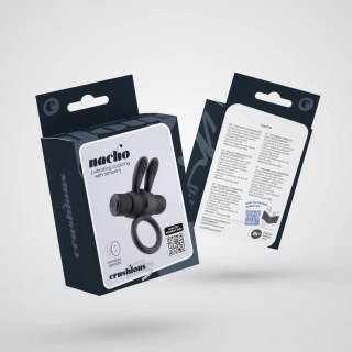 Crushious Nacho - Pierścień wibrujący z pilotem, czarny, silikonowy
