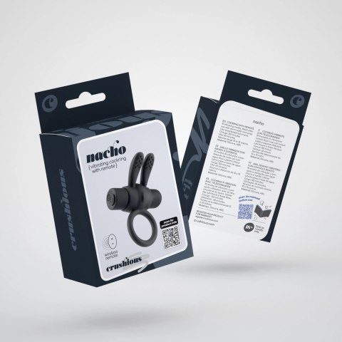 Crushious Nacho - Pierścień wibrujący z pilotem, czarny, silikonowy