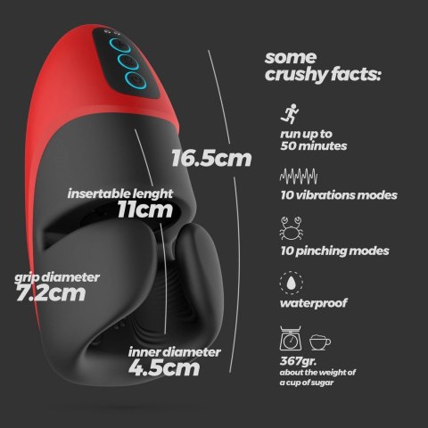 Crushious Pancho - Intymna maszyna ładowalna, 10 trybow, czerwono-czarna