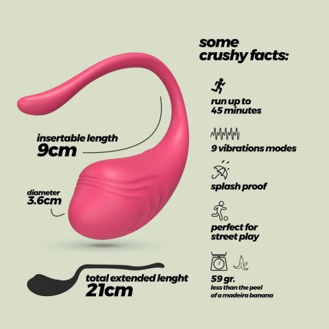 Crushious Tamago - Jajko wibrujące z pilotem, rożowe, ładowalne