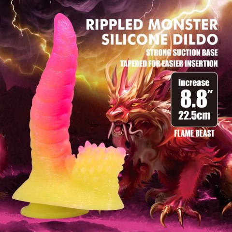 Power Monsters Flamebeast - 22.5 cm Rippled Monster Silicone Dildo