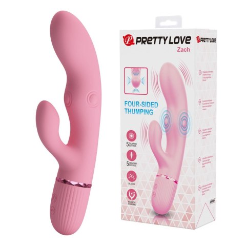 Pretty Love Zach Four-Sided Thumping Rabbit Vibrator - Pink