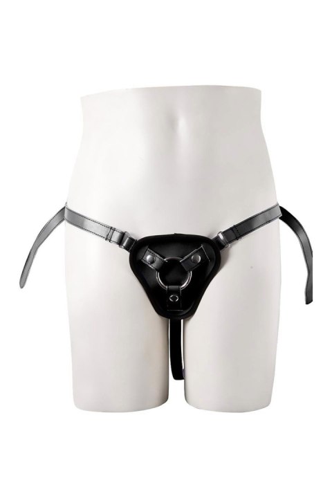 STRAPON BLACK PU HARNESS WITH TWO RINGS