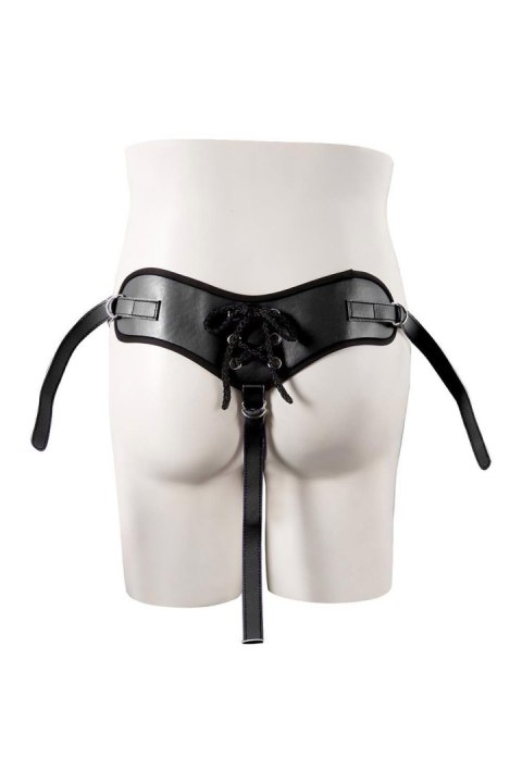 STRAPON BLACK PU HARNESS WITH TWO RINGS