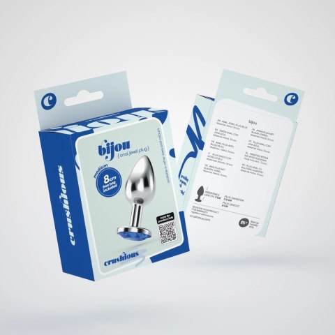 Crushious Bijou Plug Medium Blue - metalowa ozdoba intymna 7cm