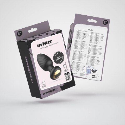 Crushious Twister Czarny Plug Anatomiczny z Rotacją i Pilotem 9,8 cm