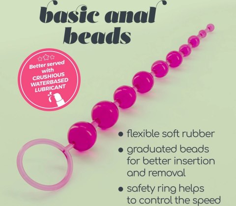 Crushious łańcuch z koralikami anatomicznymi 10 elementow rożowy 25,4 cm