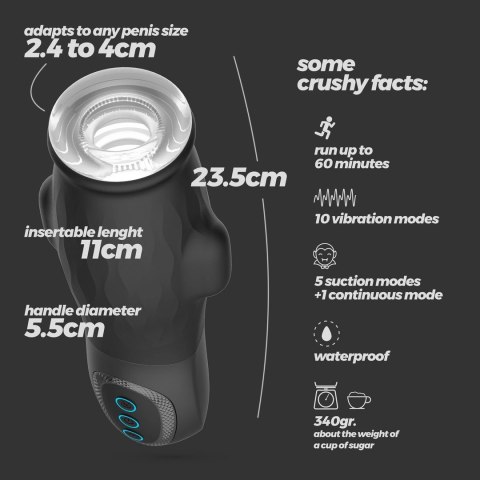 Crushious Gargantua - Automatyczna maszyna intymna z funkcją ssania i wymiennym wkładem, 23,5 cm, z lubrykantem