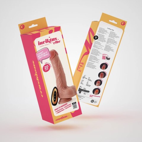 Crushious Inviktus Vibe 20 cm Liquid Silicone - Model z Wibracją i Rotacją, podgrzewany, beżowy