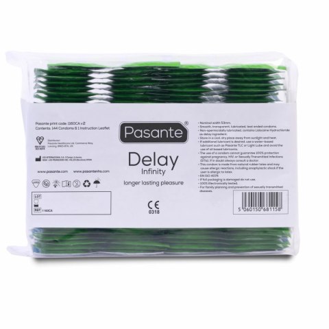 Pasante Delay 144 szt. prezerwatywy z systemem opoźniającym 53 mm