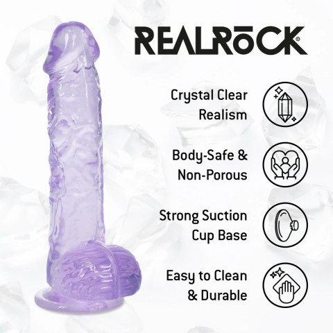 RealRock Crystal Clear 5" Model z Przyssawką Fioletowy 12,7 cm