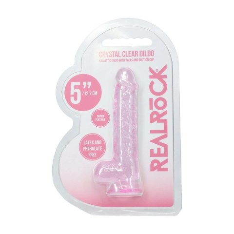 RealRock Crystal Clear 5" Model z Przyssawką, Transparentny Rożowy