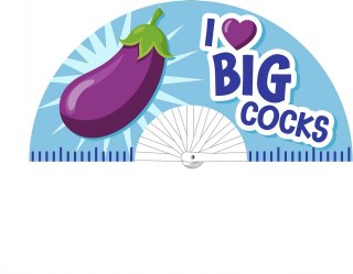 I Love Big Cocks - Wachlarz dekoracyjny 64 cm fioletowo-niebieski